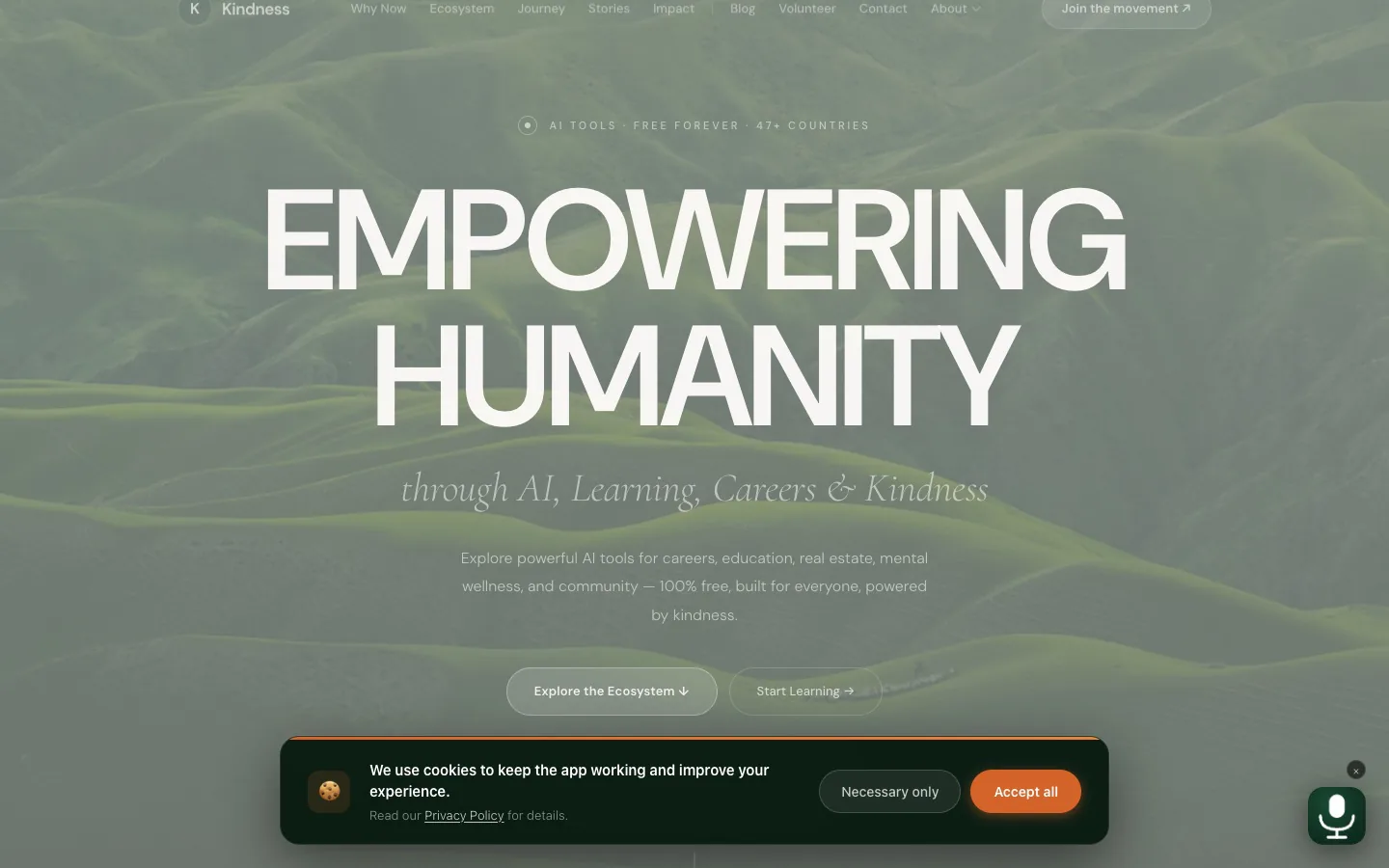Kindness Community AI — live product screenshot